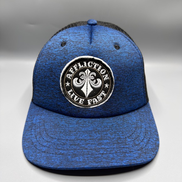 Affliction Other - Affliction Mens Live Fast Patch Trucker Hat Black Blue Mesh Snapback HT11891AQ